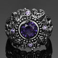 Vintage Jewelry 3ct Amethyst 925 Sterling Silver Ring