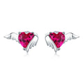 Sterling Silver Angel And Devil Pink CZ Heart
