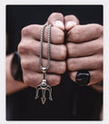 Neptune Trident Pendant Necklace in Stainless Steel