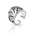 Sterling Silver Playing Cards Open Stacking Rings