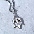 Neptune Trident Pendant Necklace in Stainless Steel