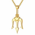 Neptune Trident Pendant Necklace in Stainless Steel