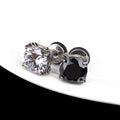 Retro Round Black /Clear CZ Stud Earrings