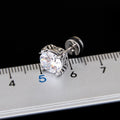 Retro Round Black /Clear CZ Stud Earrings