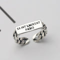 Vintage Silver Color Metal Punk Letter Open Rings Design