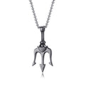 Neptune Trident Pendant Necklace in Stainless Steel