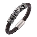 Brown Leather Bracelet Lion head