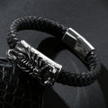 Trendy Male Bracelet Leather Scorpions Stainless Steel