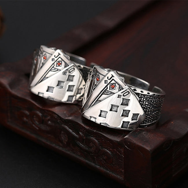 Sterling Silver Playing Cards Open Stacking Rings