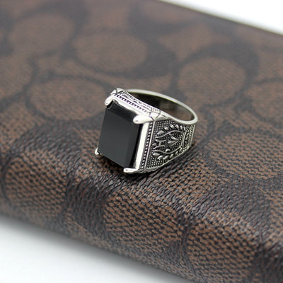 Eulonvan Luxury Vintage 925 Sterling Silver Black Rings Jewelry