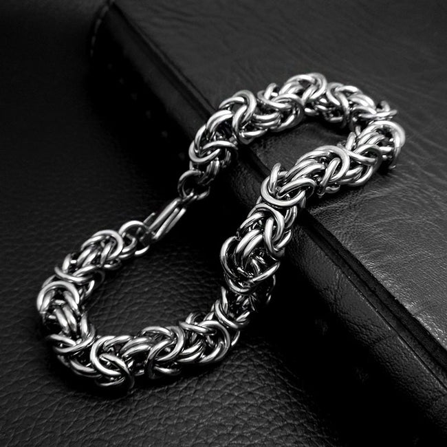 Stainless Steel Men Bracelet On Hand Link Chain Charm
