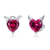 Sterling Silver Angel And Devil Pink CZ Heart