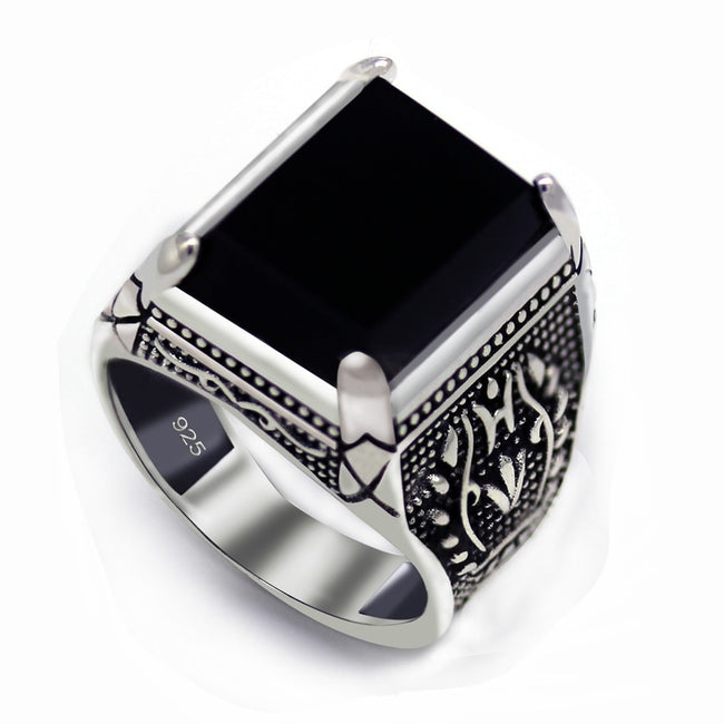 Eulonvan Luxury Vintage 925 Sterling Silver Black Rings Jewelry