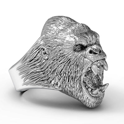 Titanium steel Ring Vintage Animal Angry Gorilla Ring
