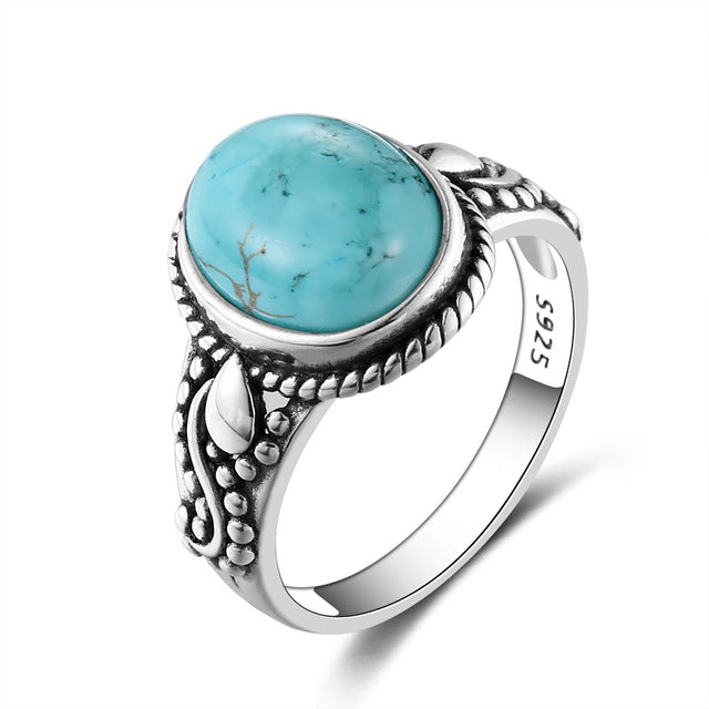 New Fashion Oval High Quality Natural Turquoise Rings