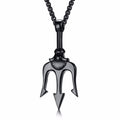 Neptune Trident Pendant Necklace in Stainless Steel