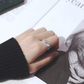 Vintage Silver Color Metal Punk Letter Open Rings Design