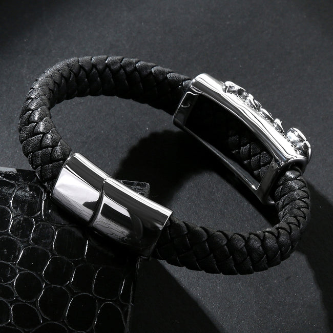 Trendy Male Bracelet Leather Scorpions Stainless Steel